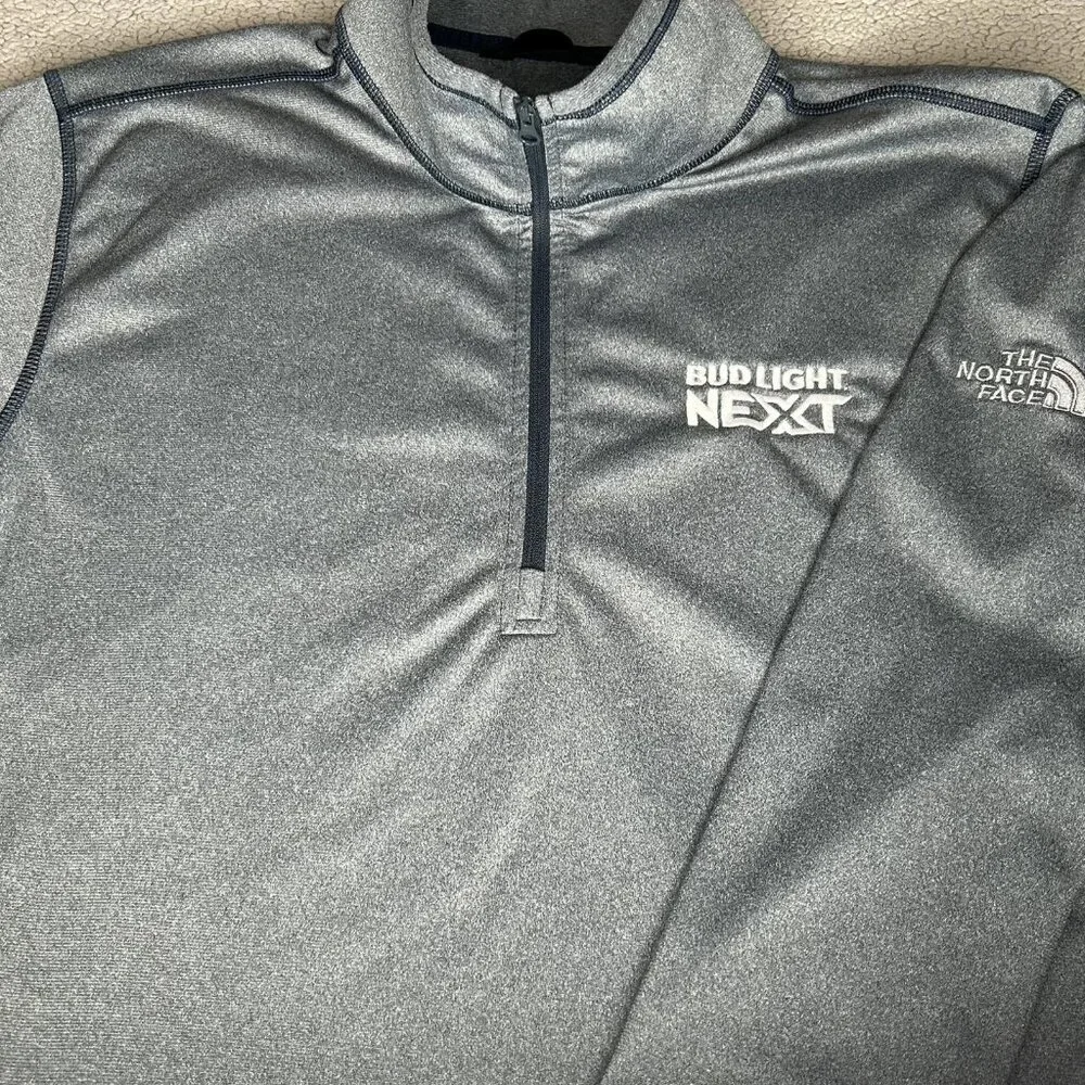 The North Face Pullover Mens XL Gray Bud Light NEXT Beer 1/4 Zip Fleece